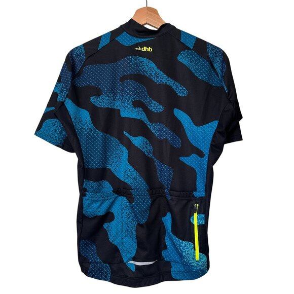 Dhb Mens Blue Camo Short Sleeve Cycling Jersey Polyester Lightweight Breathable - Picture 2 of 8